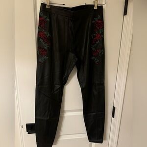 Express faux leather leggings with flowers